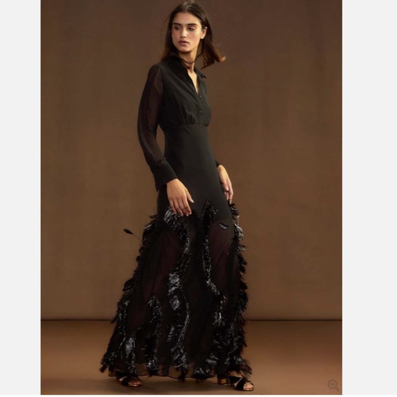 Cynthia Rowley Dusk Silk Metallic Fringe Georgette Embellished Dress Size 2 NWT - Picture 1 of 6